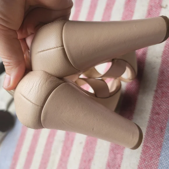 J. Crew blush nude cross strap Heeled sandals strappy leather high heels - Picture 6 of 8